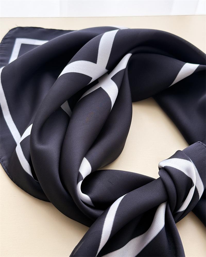 Women S Plaid Printed Silk Like Square Scarf For Sun Protection