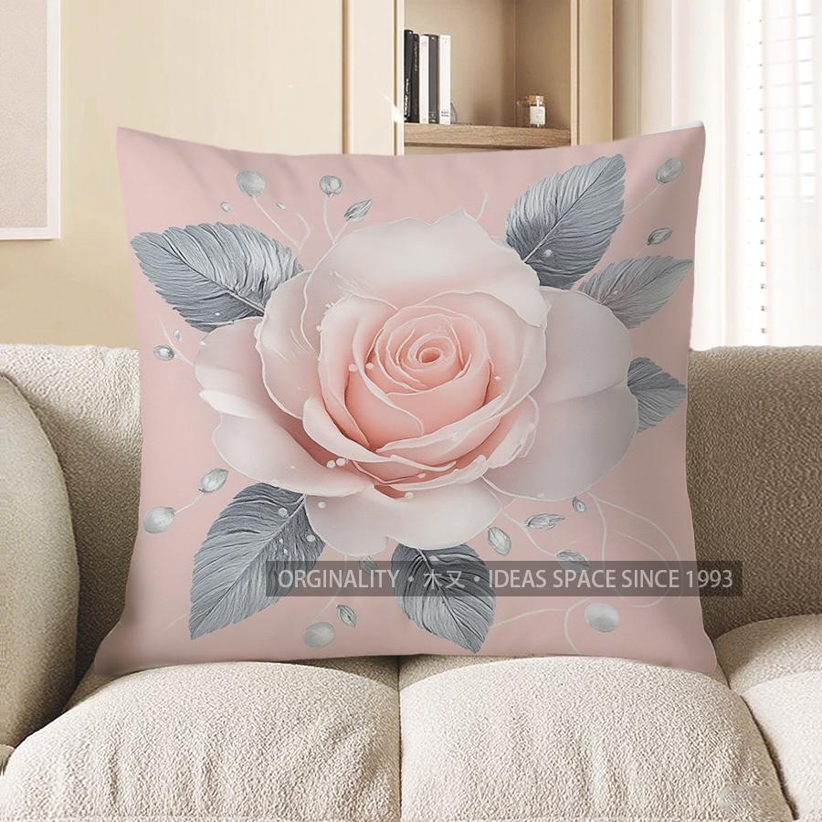 Home Decor Pink Butterfly With Pearls Throw Pillow Cover Pattern Cushion Cover Suitable For Sofa Bedroom Car Pillow Cover