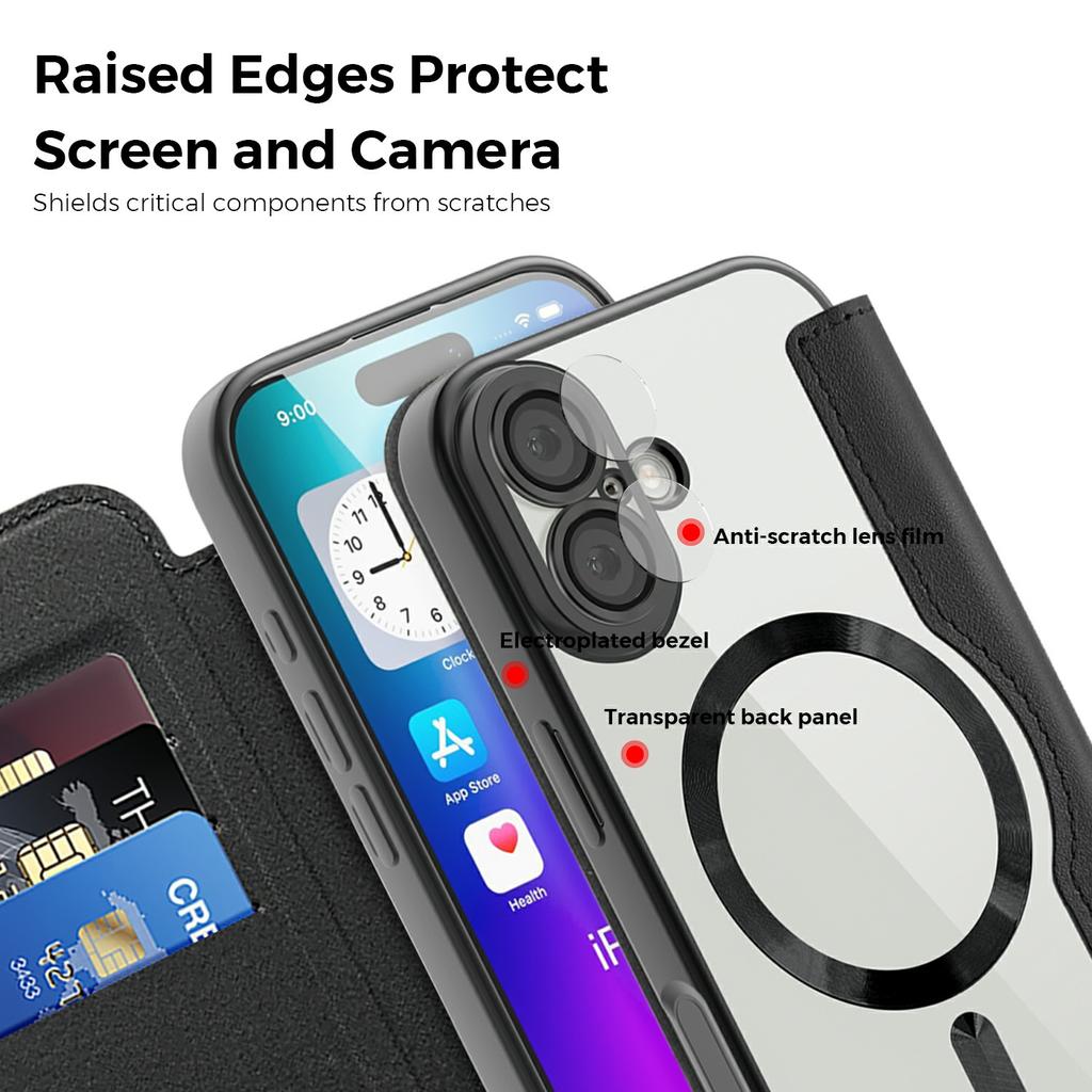 For iPhone 17 Case Compatible with MagSafe RFID Blocking Leather Phone Cover