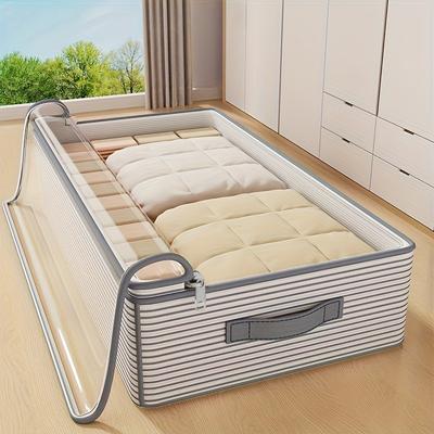 Large Storage Organizer Bag - Heavy-Duty Non-Woven Fabric with Clear Window, Multi-Layer Clothing Organizer for Closet, Under-Bed, Travel