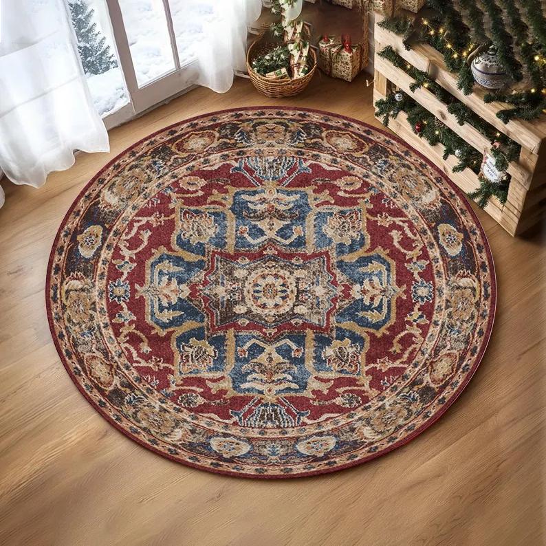 Trendiger Persischer Druck Runder Teppich Wohnzimmer Sofa Teppich Heimdeko Schlafzimmer Weicher Teppich Lounge Zimmer Couchtisch Yogamatte Stuhlmatten