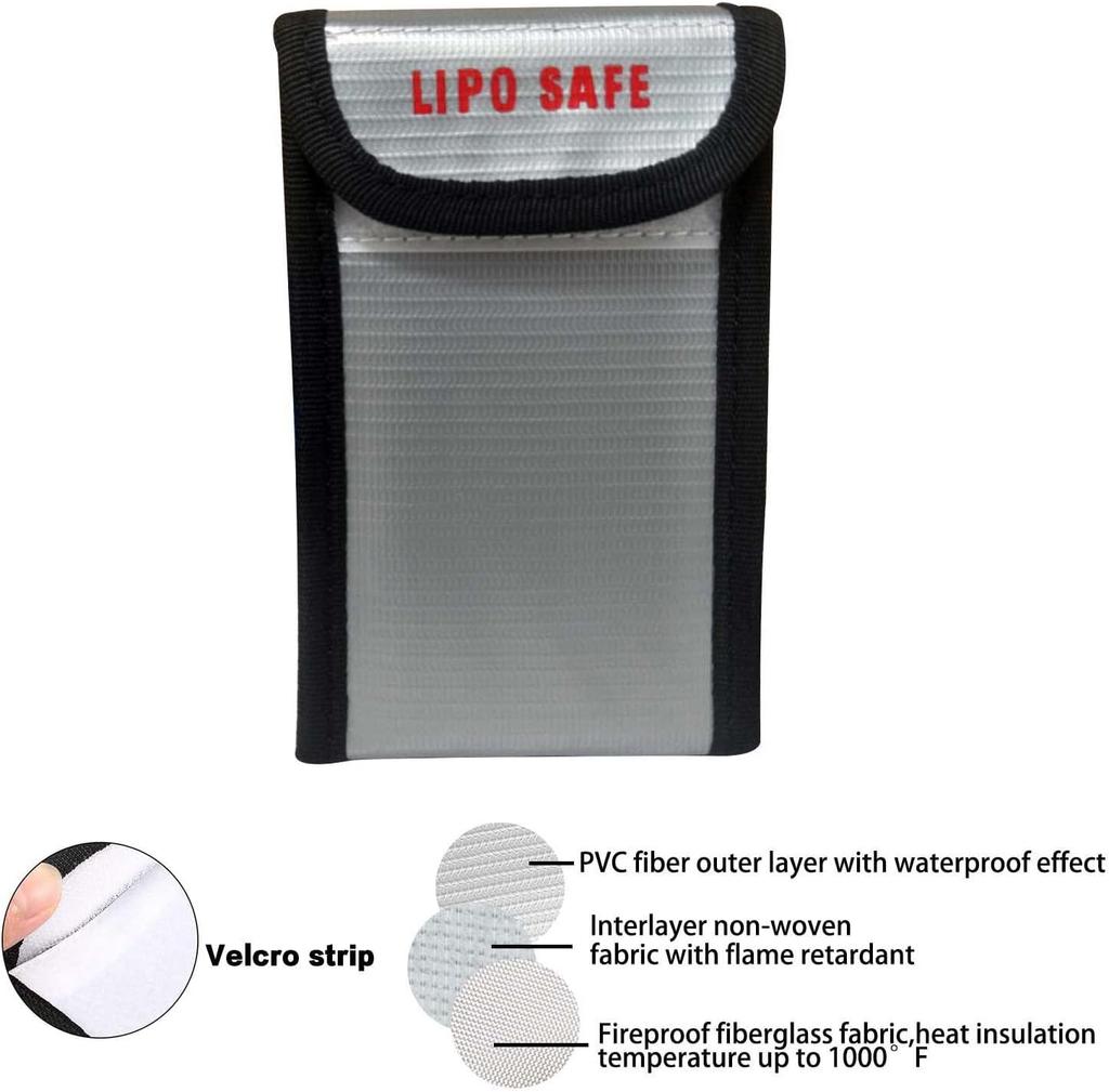Fireproof Lipo Battery Safety Bag – 90x55x140mm – Explosion-Proof Protective Charging and Storage Case – 1 Piece