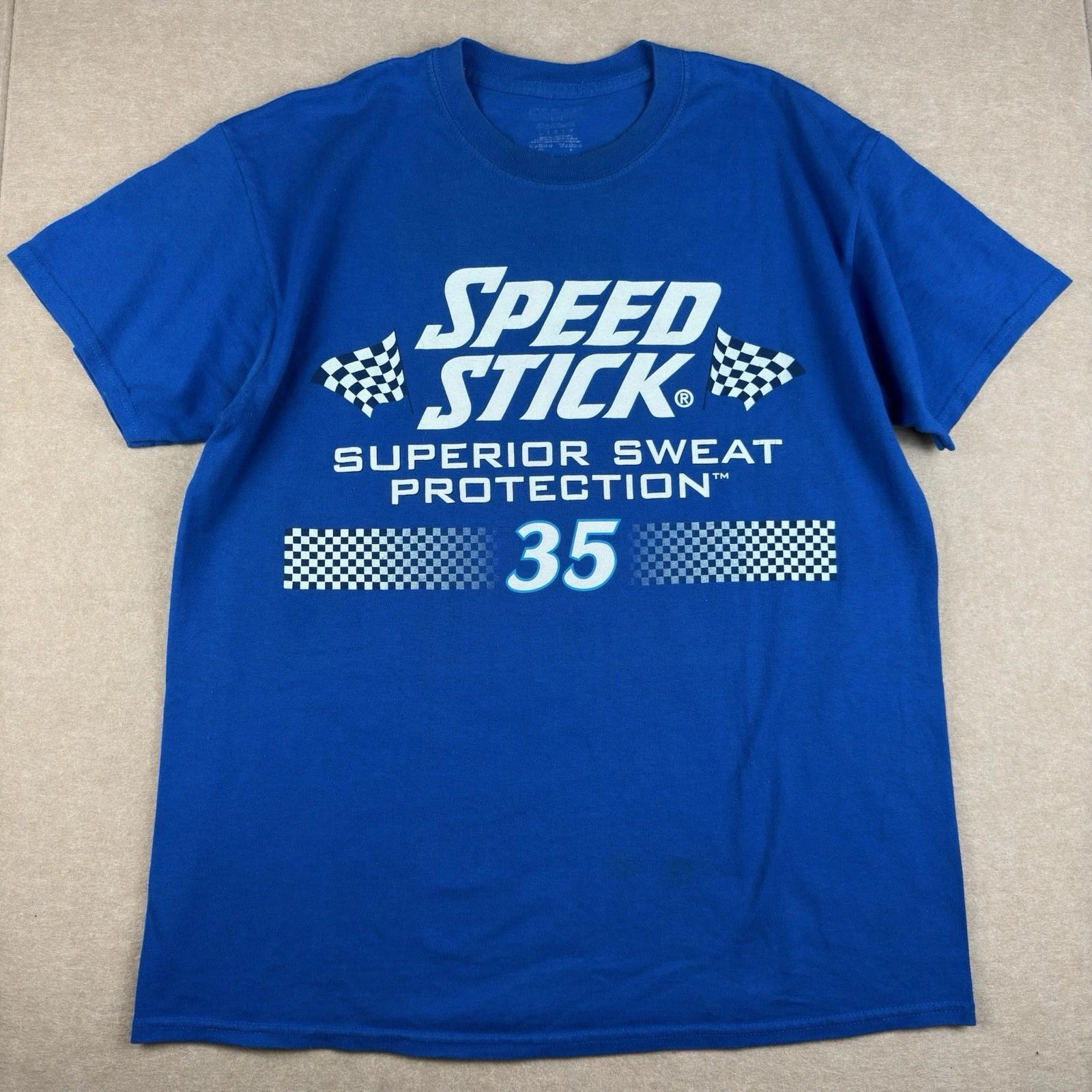 

Speed Stick Shirt Men L Blue NASCAR Racing 35 Car Graphic Tee Double Sided Promo S