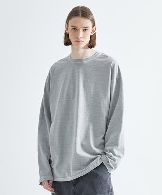 MINIMALPROJECT Pigment Washed Oversized Long Sleeve T-Shirt Mlt105 [Gray]