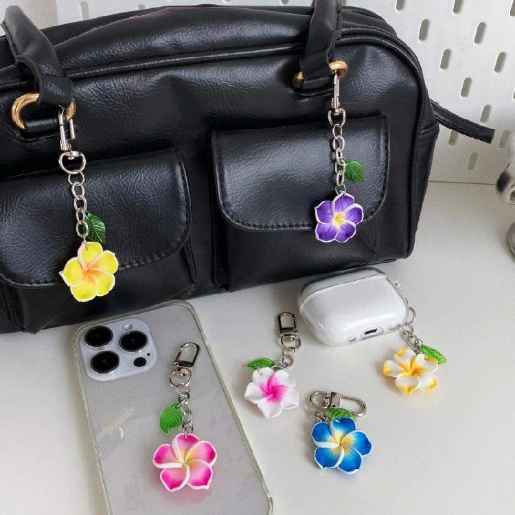 Alltags Schlüsselanhänger Helle Sonnenblume und Frangipani Anhänger Schlüsselring Leichter PVC Schlüsselhalter für Rucksack Handtasche
