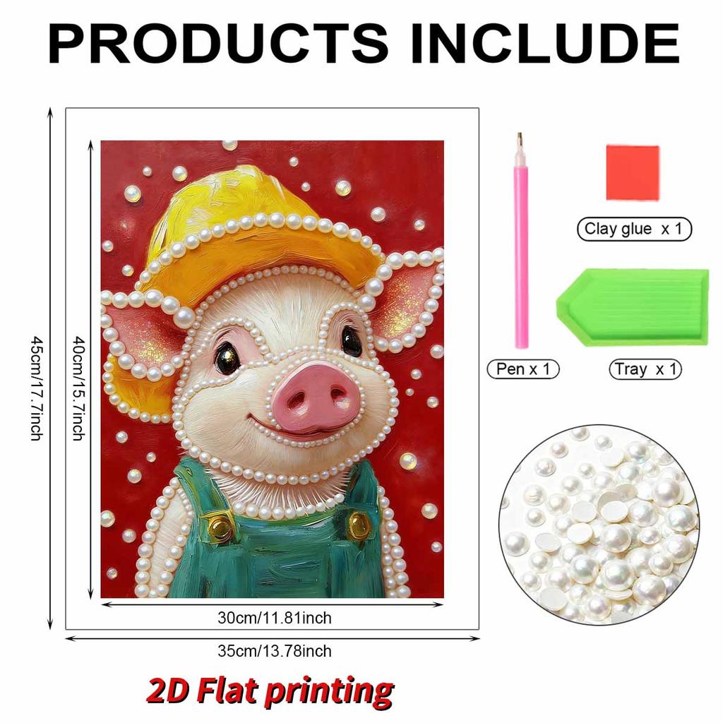 Handmade DIY Pearl Painting Cute Little Pig Theme Bedroom Living Room Frameless Diy Handmade Sticky Diamond Creative Canvas Painting
