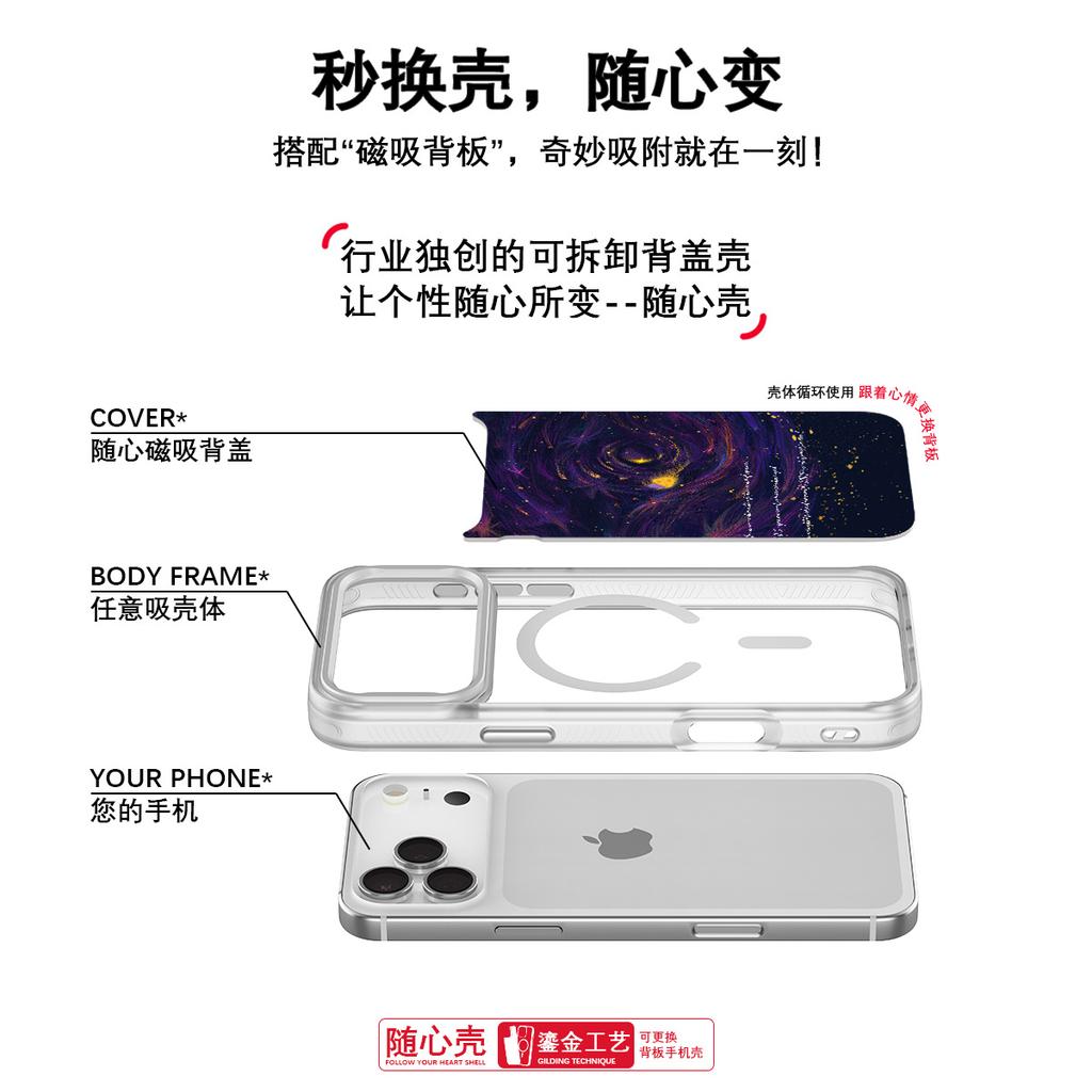 Applicable To Apple 17 Mobile Phone Case, Advanced Sense 16 Replaceable Back Plate 15promax Magnetic Mobile Phone Case, Whale Butterfly.