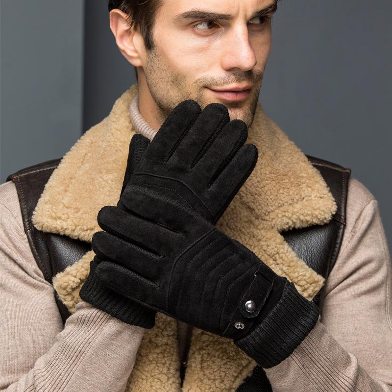 Outdoor Motorcycle Riding Gloves Men Winter Warm Velvet Full Finger Leather Gloves Touch Screen Waterproof Cold Resistant Gloves