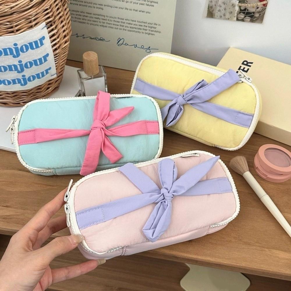 Bowknot Korean Style Pencil Case Large Capacity Bow Pencil Pouch Cartoon Bow Stationery Bag  Office
