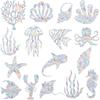 16 Pieces Ocean Window Decals - Anti-Collision Clings for Bird Strike Prevention, Non-Adhesive Prismatic Rainbow Suncatchers,Resuable Easy Remove No