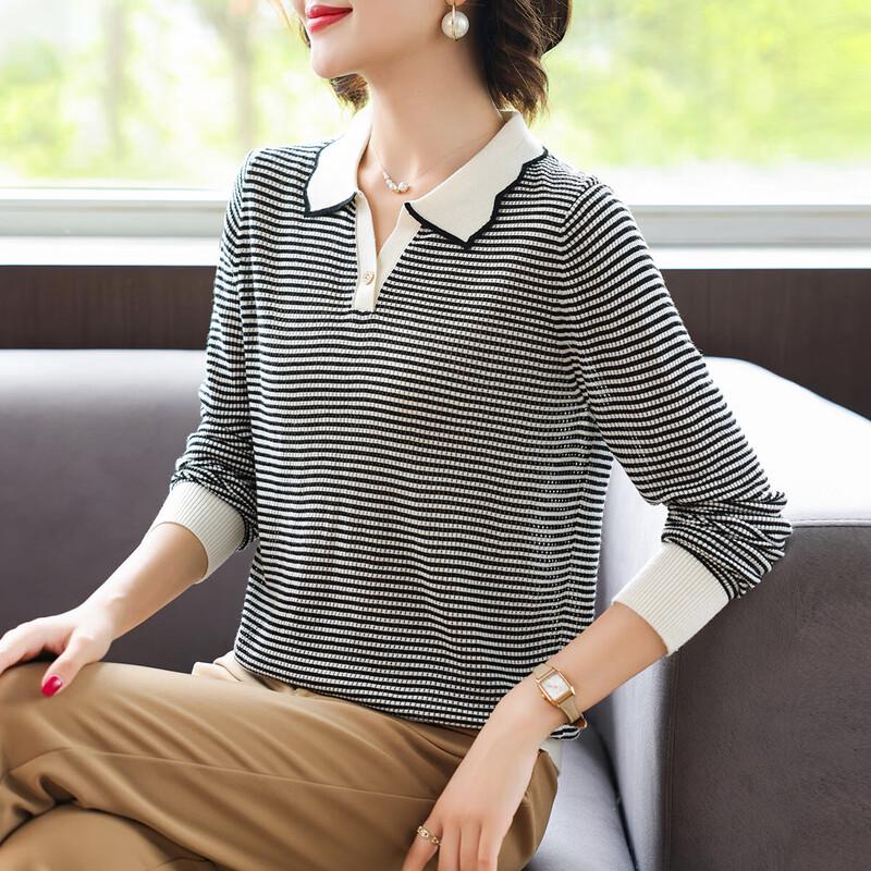 

Women s Striped Long-Sleeve Knit Top XL