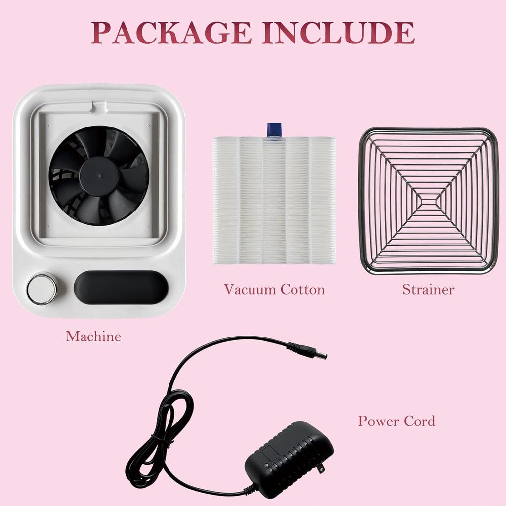 Professional Nail Dust Collector for Acrylic Nails – Adjustable Low Noise Electric Vacuum Fan, Nail Polish Dust Extractor for Salon & Home Use
