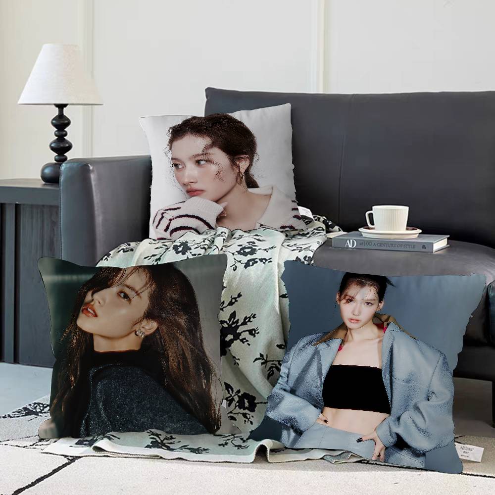 S-Sana TwiceS Pillow Covers Cartoon Sofa Decorative Home Double-sided Printing Short Plush Cute Cushion Cover