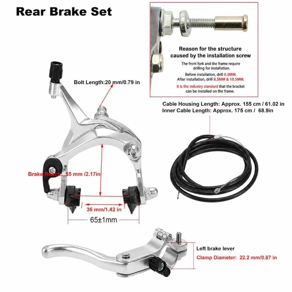 Easy Installation Bicycle Caliper Brake Set Silver C Brake Caliper Bike Brake Kit Bike Repair