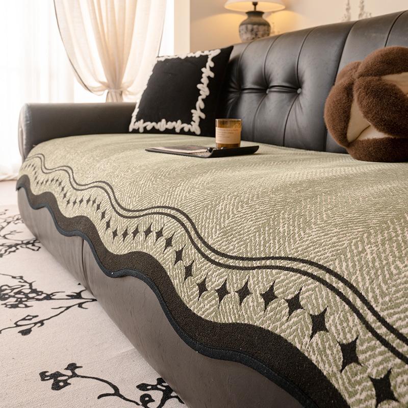 Four seasons universal sofa cushion 2025 new fixed straight row non-slip leather sofa cover seat cushion cover cloth towel