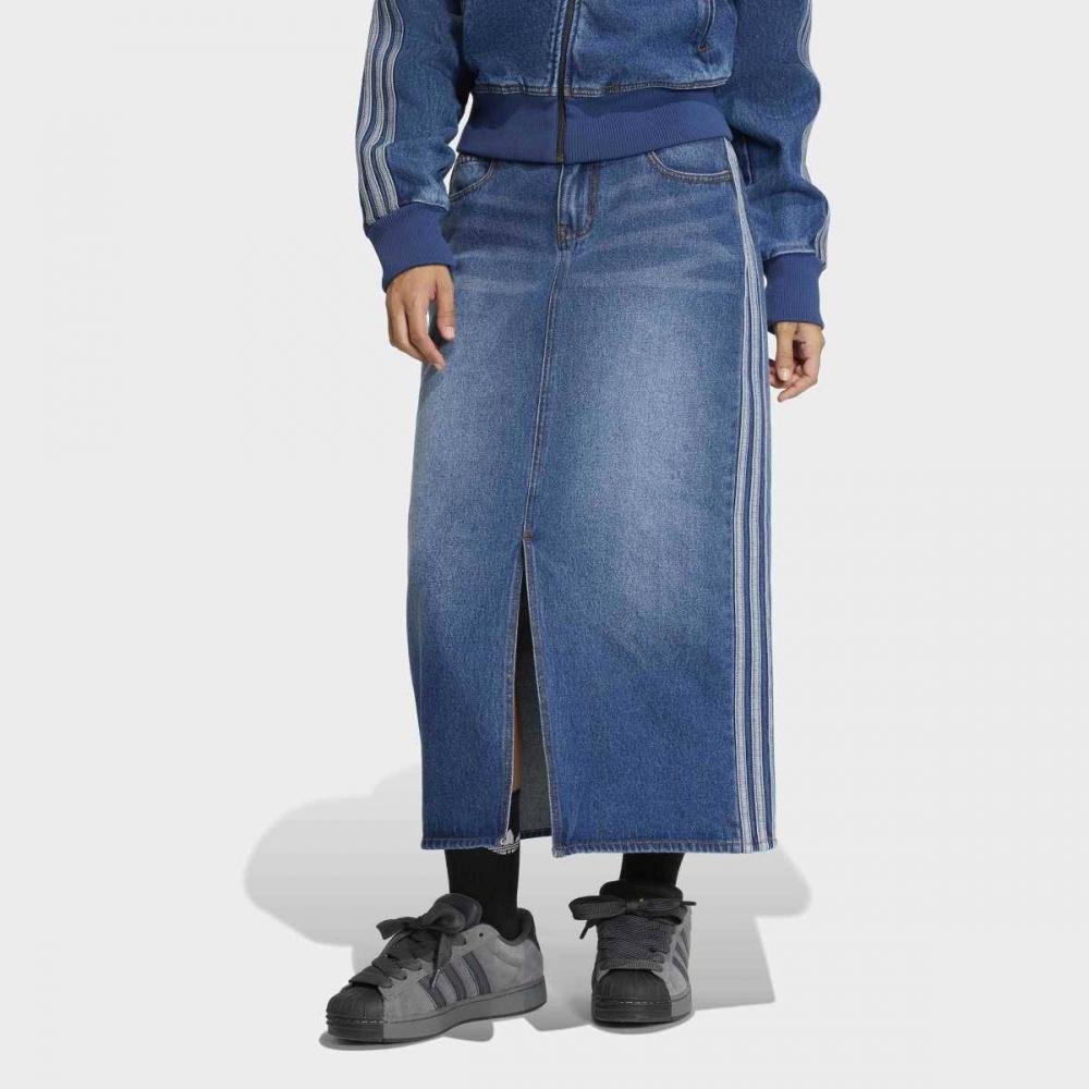 AdidaS Women S 3 Stripe Denim Pencil Skirt Long Skirt  Kd2908 A28(XS)