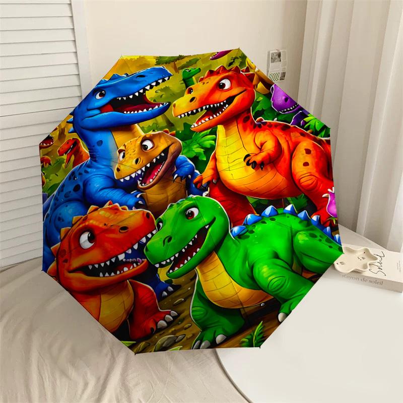 

1PC Dinosaur Forest Umbrella-8-Rib Reinforced Portable Folding Travel Suitable for All Seasons Outdoor Daily Use -J0415