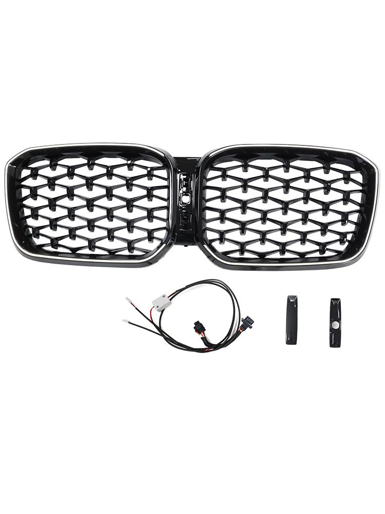 Diamond Glossy Black Front Bumper Kidney Grille Fit BMW X3 G01 X4 G02 2022-2025