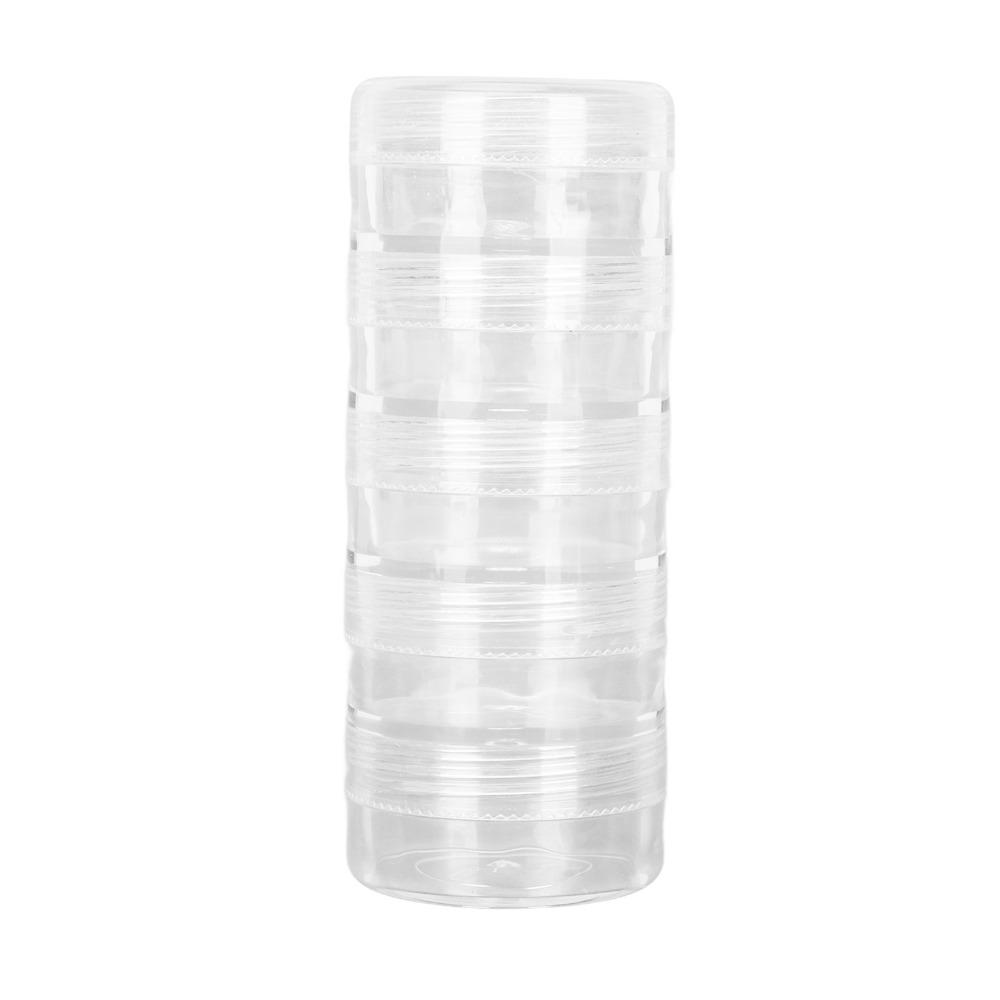 5pcs 5 Layer Design Watch Parts Storage Box Transparent Material Round Shape Watch Movement Parts Box Clear Plastic