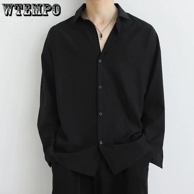 Black Shirt Men's Long Sleeve Korean Version Trend Handsome Uniform Jacket Spring and Autumn Casual Men's White Shirt