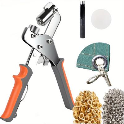 Grommet Tool Kit, 3/8 Inch Eyelet Pilers Tool (10.5mm) for Tarps, Fabric & Leather, Grommets Pucher with Hole Punch