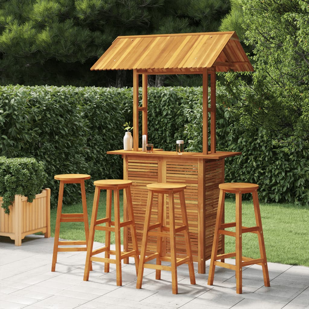Vidaxl 5-Cz. Garden Bar Furniture Set, Solid Acacia Wood