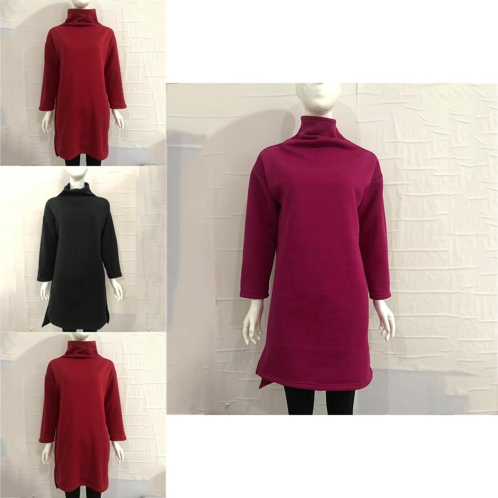 Felpe Lunghe Invernali da Donna con Accogliente Design ad Scollo Alto e Orlo Spaccato