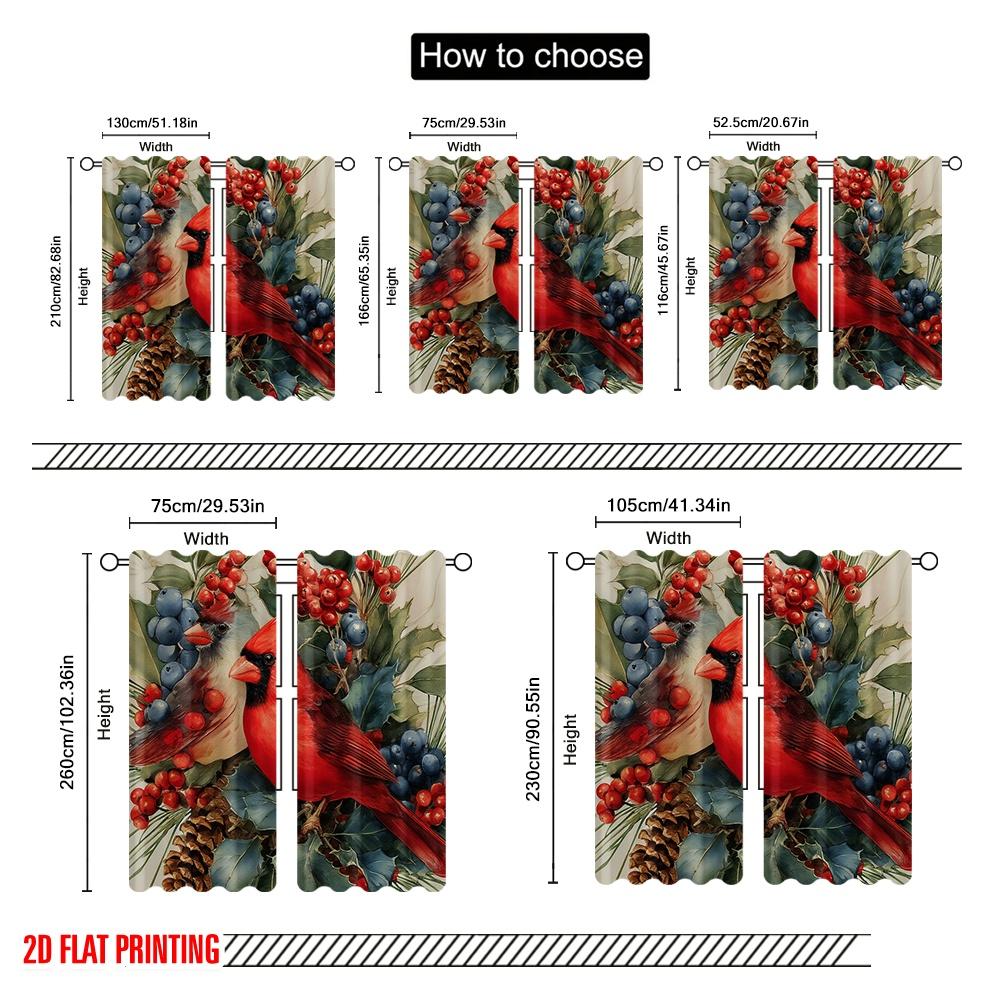2 st, 2D plattryckta Gardiner Rullgardiner Kardinaler Julkrans Slitstarkt 100% Polyestertyg (utan spö) Dekorationer
