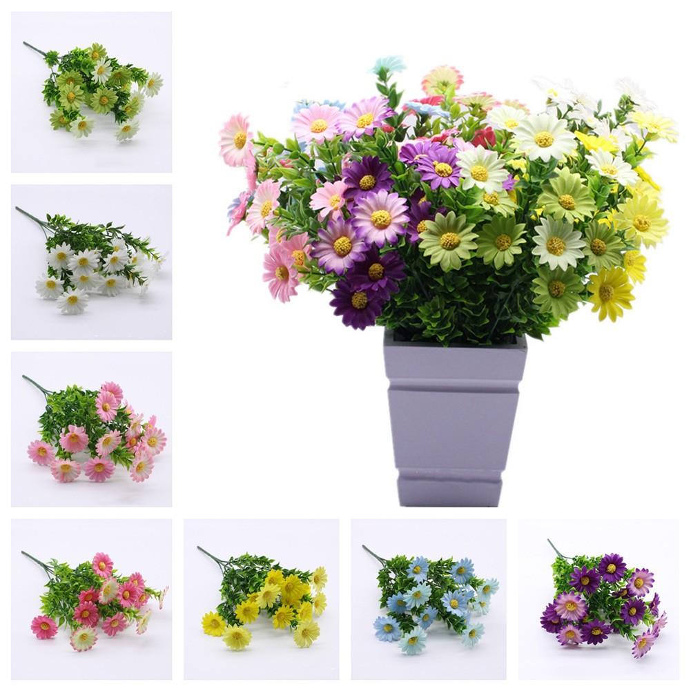 15 Heads Artificial Flowers Plastic Fake Plants Wedding Garden In/Outdoor Decor
