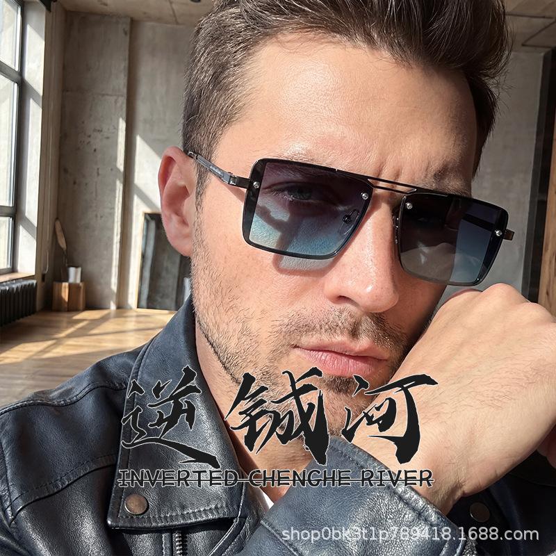 European and American retro small square sunglasses men's high-end fashion wear driving metal sunglasses women