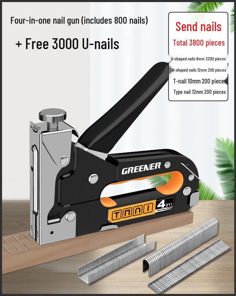 "Green Forest Manual Woodworking Nail Gun: Special Door & Stapler for Home Oil Painting"