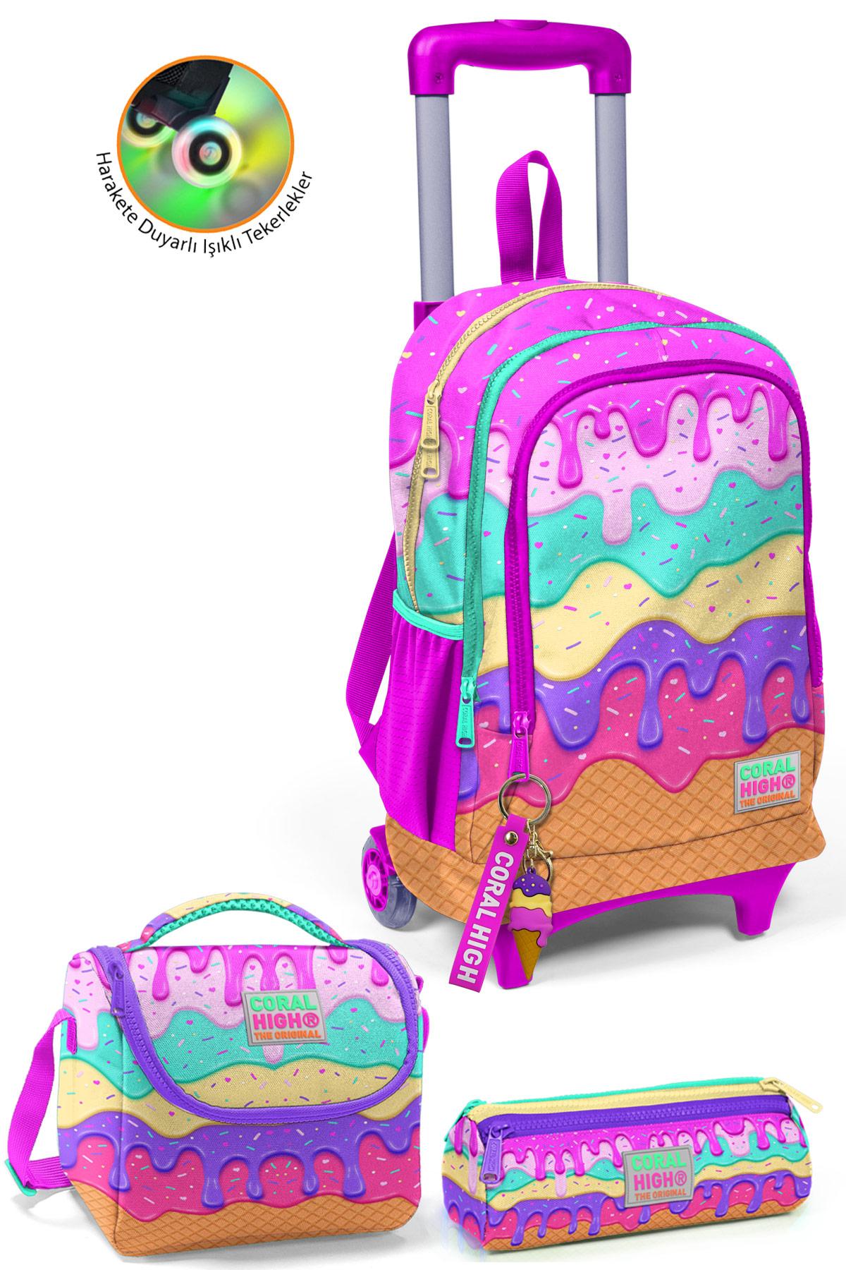 

Coral High Kids Pembe Rengarenk Dondurma Desenli Çekçekli 3 lü Çanta Seti SET0123931
