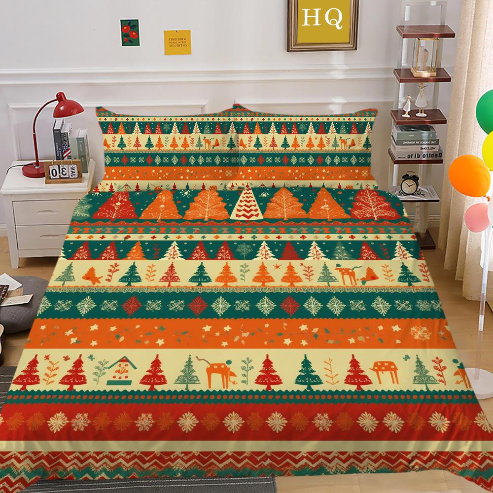 

Рождественская печать 3D-печать Полиэстеровая наволочка Пододеяльник Набор из двух или трех предметов EU Single 135*200