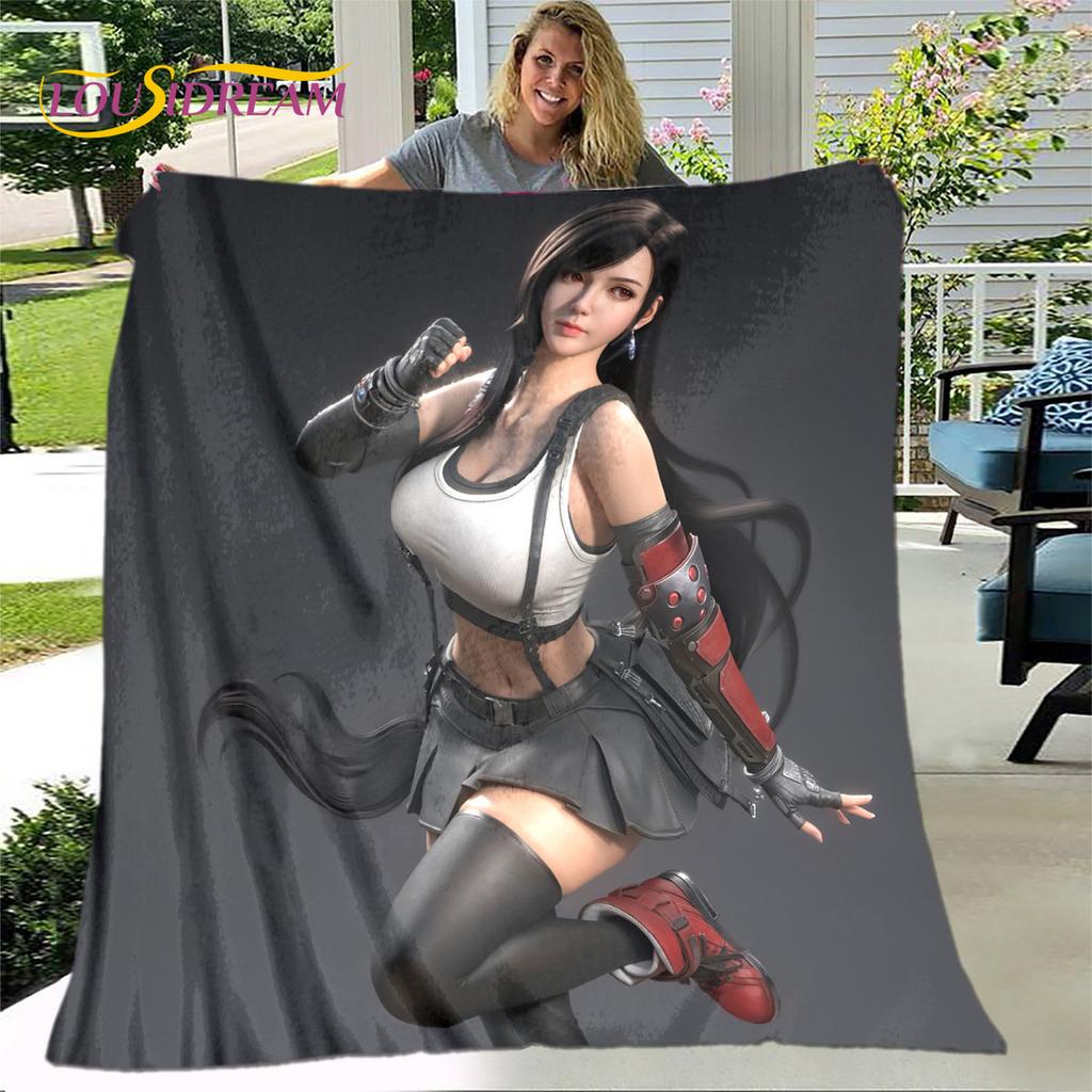 Tifa Aerith Sexy Girl Lace Anime Soft Plush Blanket,Flannel Blanket Throw Blanket for Living Room Bedroom Bed Sofa Picnic Cover