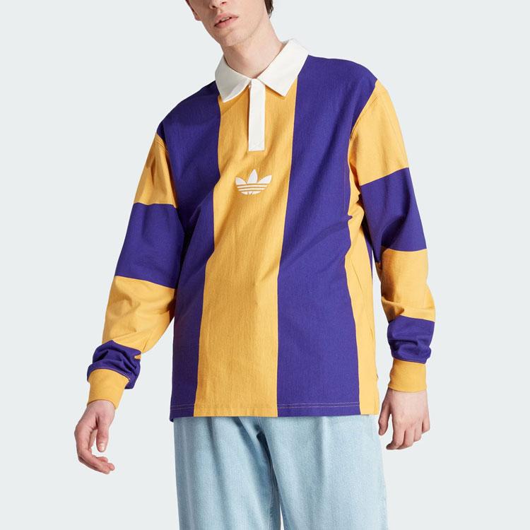 adidas Originals Hack Rugby Langarm-Poloshirt Lila/Gelb Unisex IJ5956