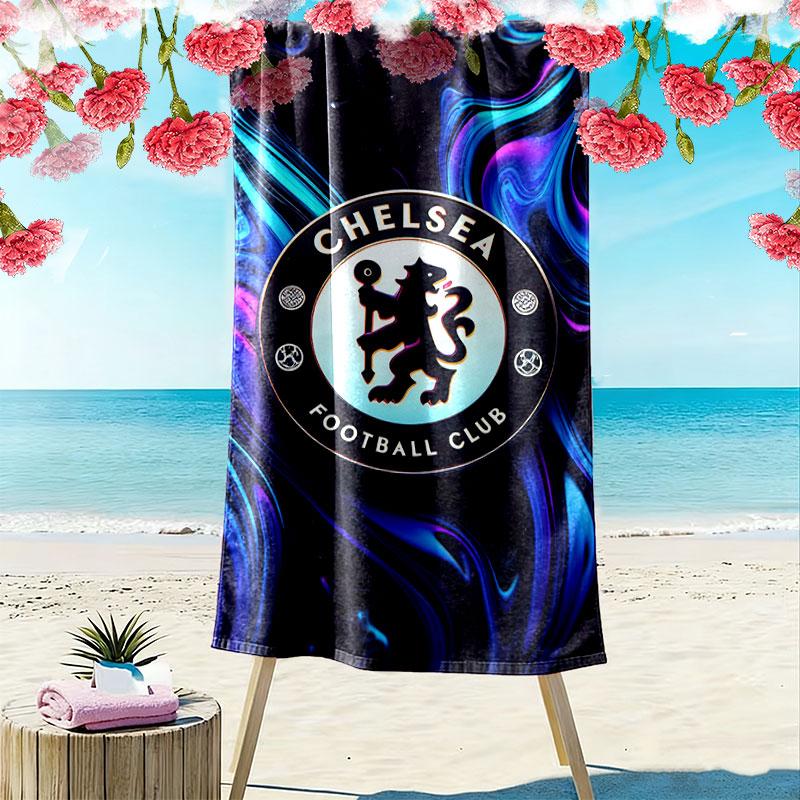 Chelsea FC Logo Aufdruck Strandtuch, Großes Weiches Schnelltrocknendes Handtuch für Strand Camping Schwimmen