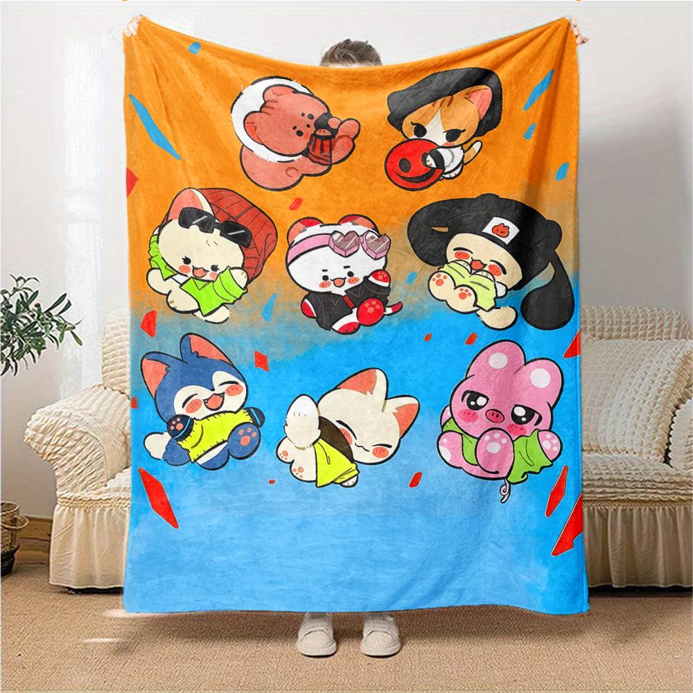 1Pc Cute Animal Expressions Blanket For Couch Bed Plush Cozy Fuzzy Blanket Super Soft Warm Blankets For Fall And Winter 091843