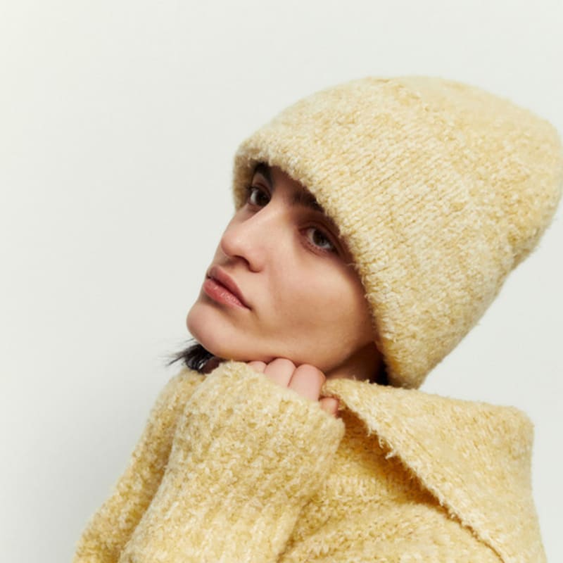 

LIE MEQUE Soft Wool Knit Beanie - Yellow OS