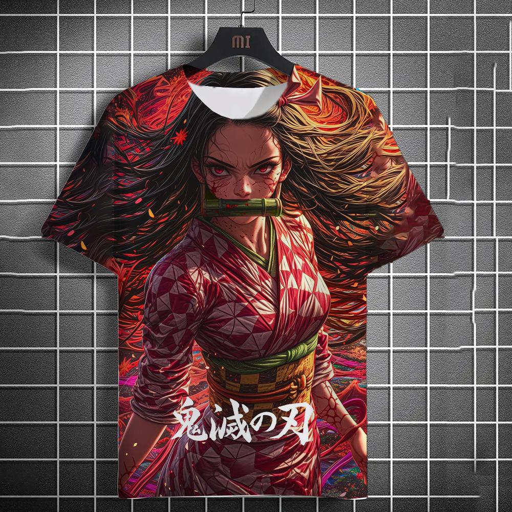 Men's and Womens Summer Fashion High Quality 3d Printing Anime Print T-shirt Casual Polyester Round Neck Casual Short Sleeve