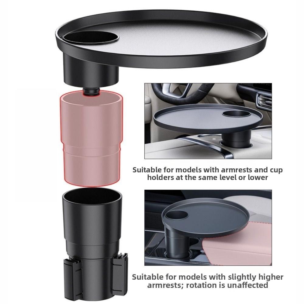 Round Car Cup Holder Tray Multifunctional Vehicle Cup Holder Side Table Car Cup Tray
