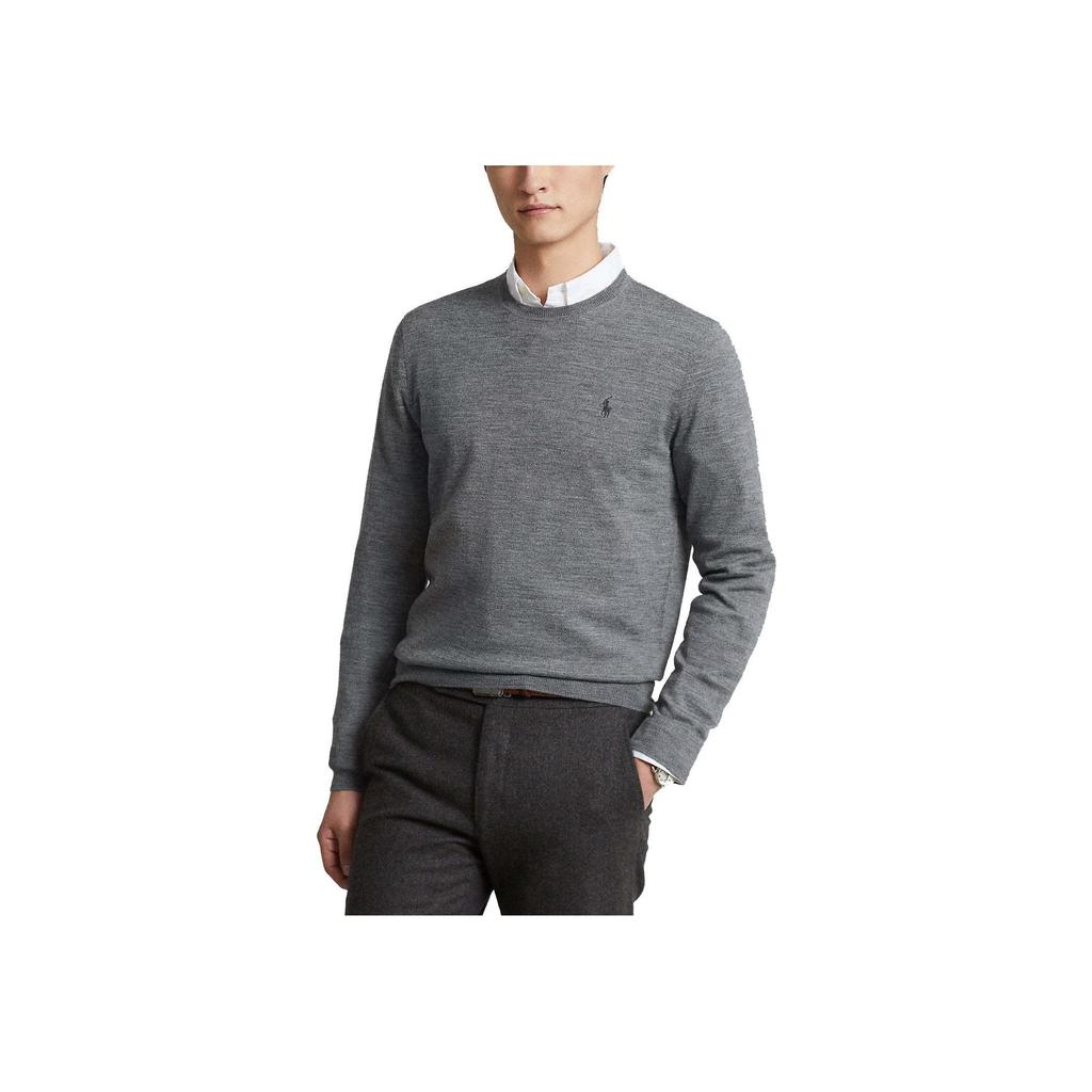Polo Ralph Lauren FW22 Solid Logo Embroidered Crew Neck Sweater Men Sweater Gray 710876846-006