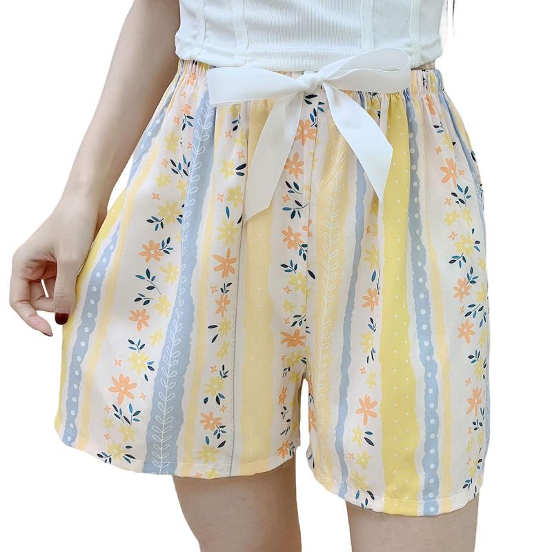 1PC Home Pajamas Lounge Bottom Women Sleep Shorts Cotton 2025 Casual Shorts NEW Floral Printing Plus Size Beach Hot Pants Loose