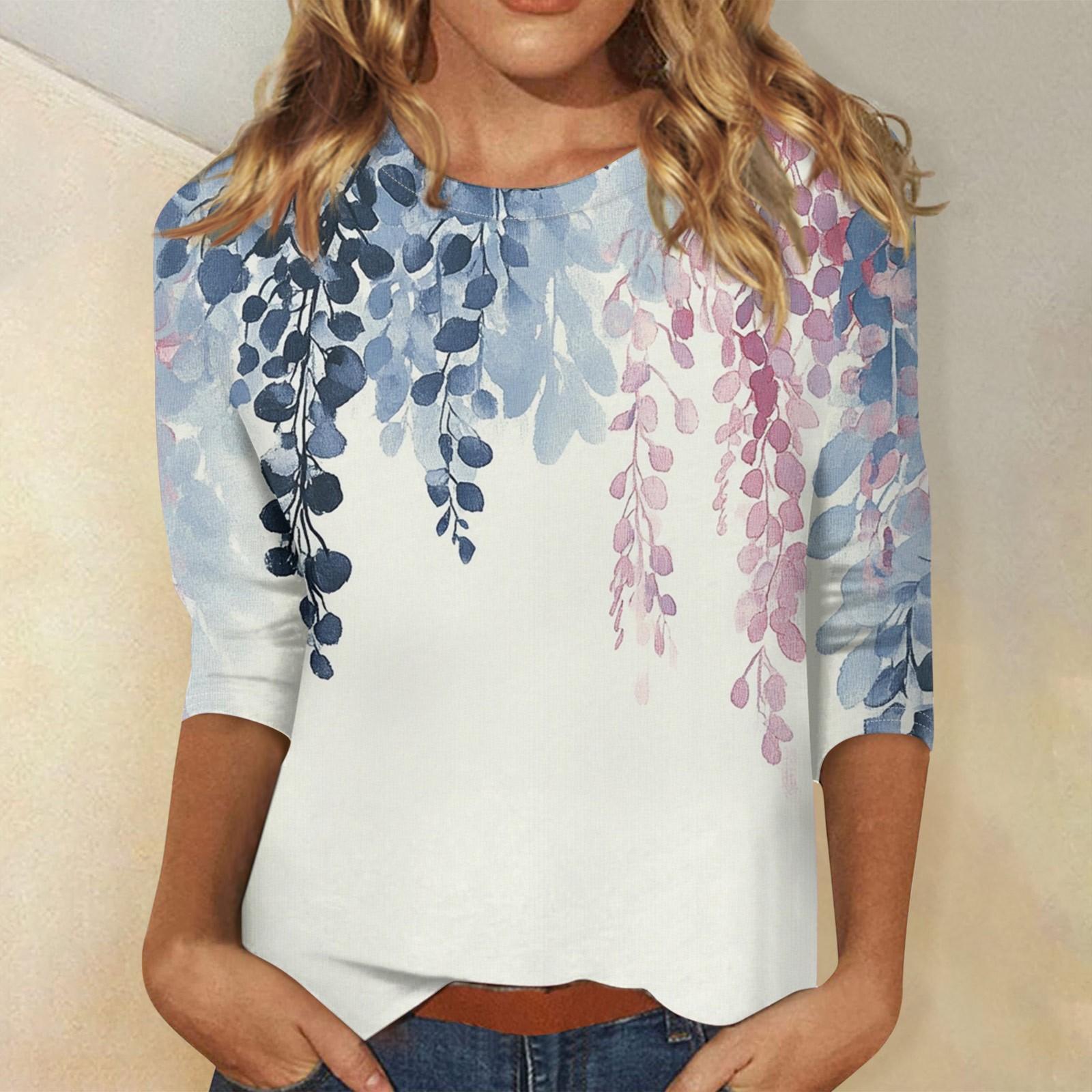 

Женская модная повседневная свободная футболка с круглым вырезом и рукавами 3/4 с принтом, женский топ XL белый