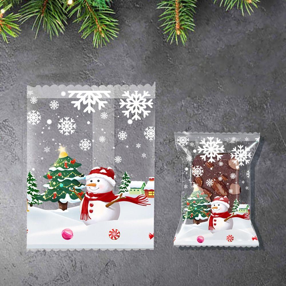 50Pcs Christmas Candy Bag Snowflake Crunchy Candy Cookies Biscuit Bag Party Gift Packaging Party Supplies