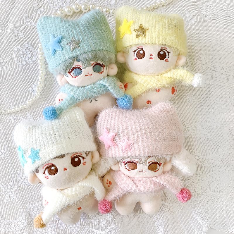 Cat Ear Knit Hat & Scarf Set for 10cm Plush Toy, Yellow [Used]