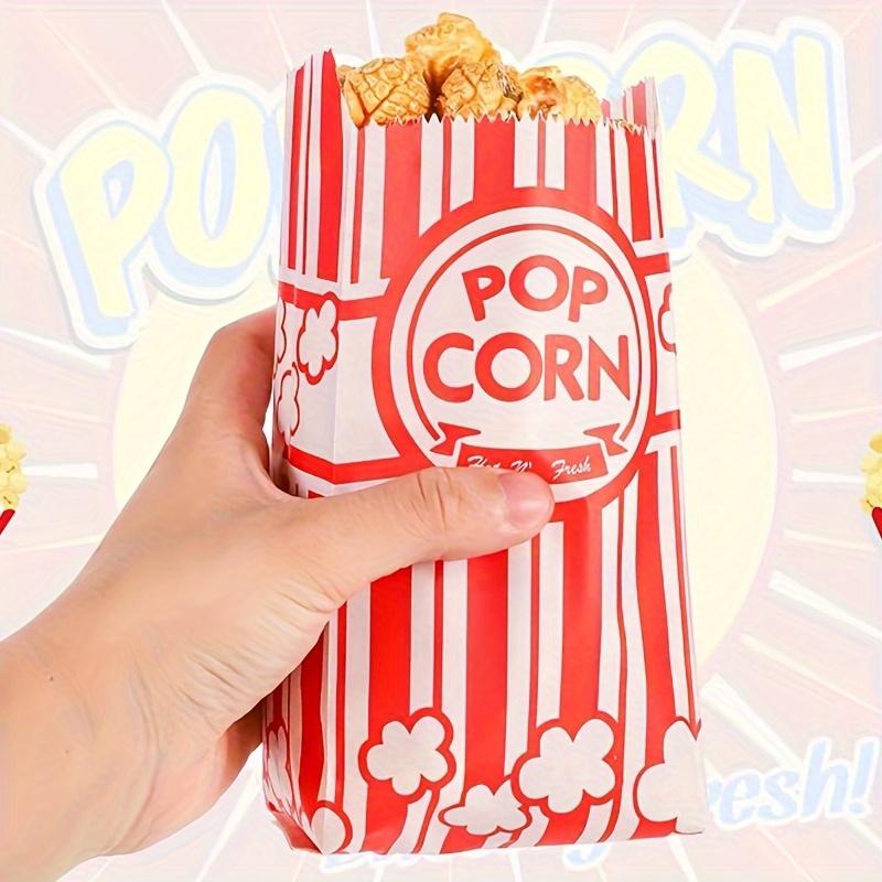 200pcs Popcorn Favor Bags Red Striped Candy Paper Bags Nougat Biscuit Bread Toast Bags For Movie Birthday Party Snacks Goods Bag