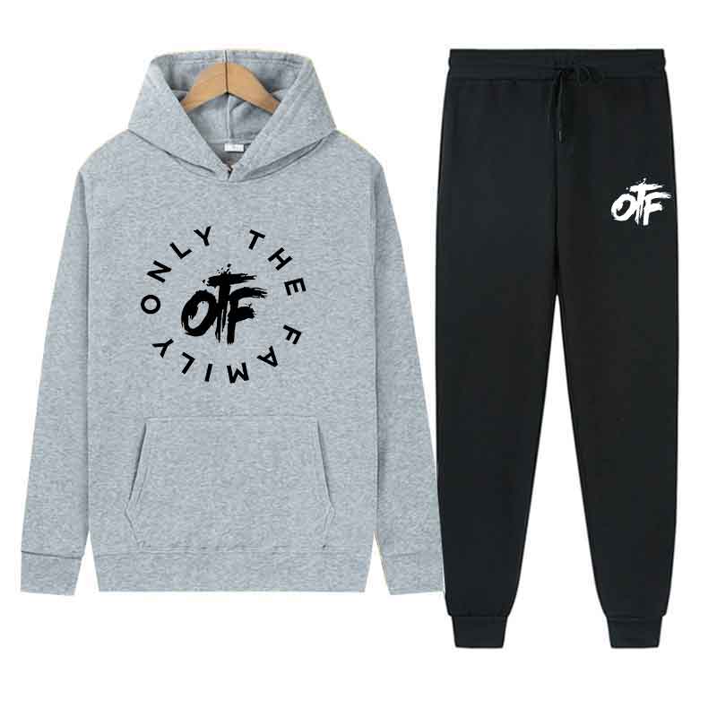 Spring Autumn Men Only The Family Print Casual 2PC Sets Personality Sweatshirts Street Fashion Sports Suit Hoodie Tops Slim pant