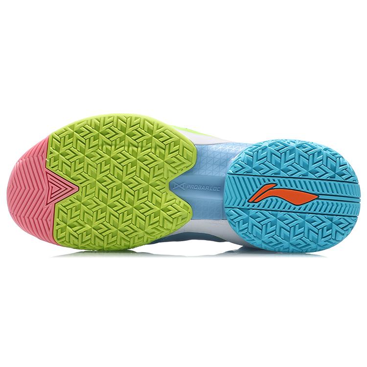 New LiNing Power 7 Cushioning Anti Slip And Wear Resistant Support Rebound Mid Top Basketball Shoes Blue Green ABAR007-2