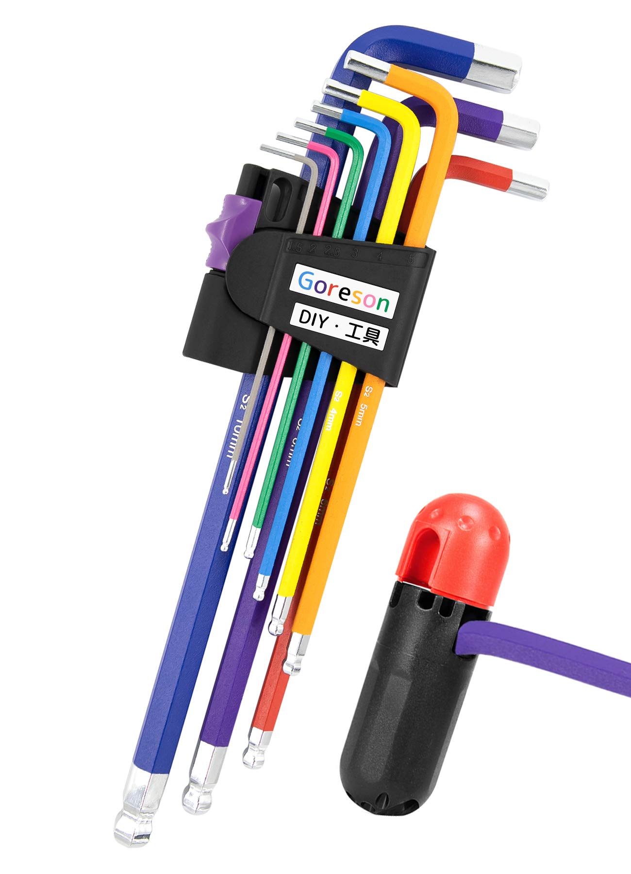 

Goreson Hex Wrench Set with Ball Hex Alloy Precision Hex Includes Hex DIY Digital Repair Bicycle Set Set, 9-Piece Point, L-Shaped Wrench, Bar,