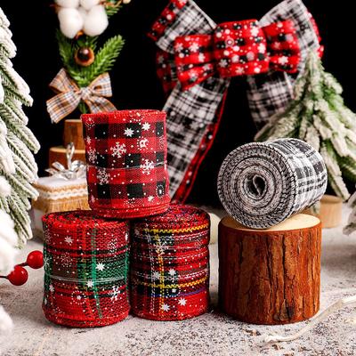Festive Plaid Snowflake Ribbon for DIY Gift Bows & Tree Decor